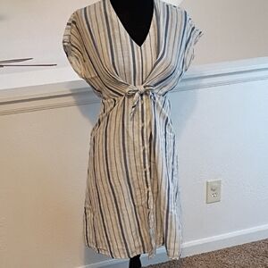 Lucky Brand Blue and White Striped Midi Dress